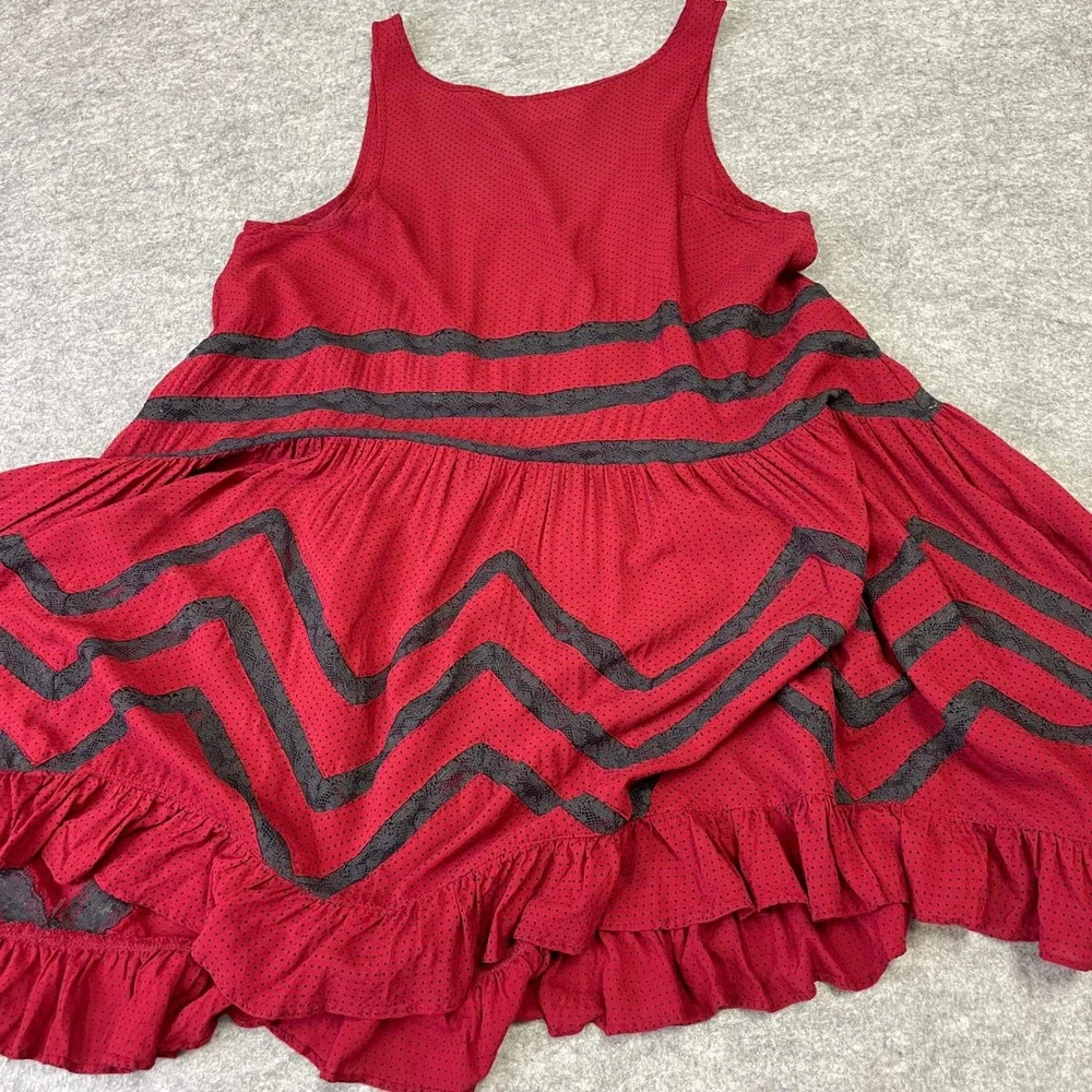 Free People Intimately Red Polka Dot Lace Trim Ruffle Slip Tunic Top XS Boho - Picture 13 of 16
